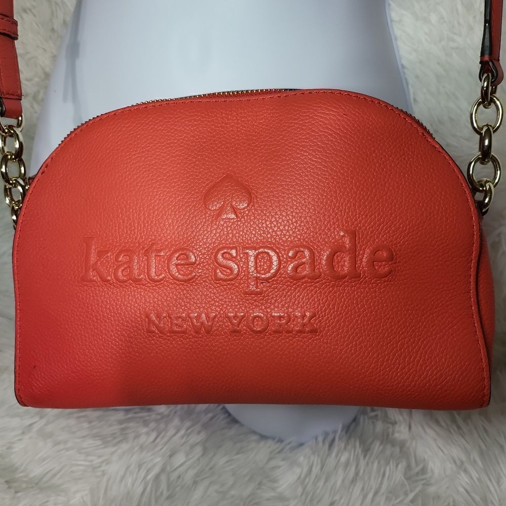 Kate spade real leather orange crossbody purse gently preloved,